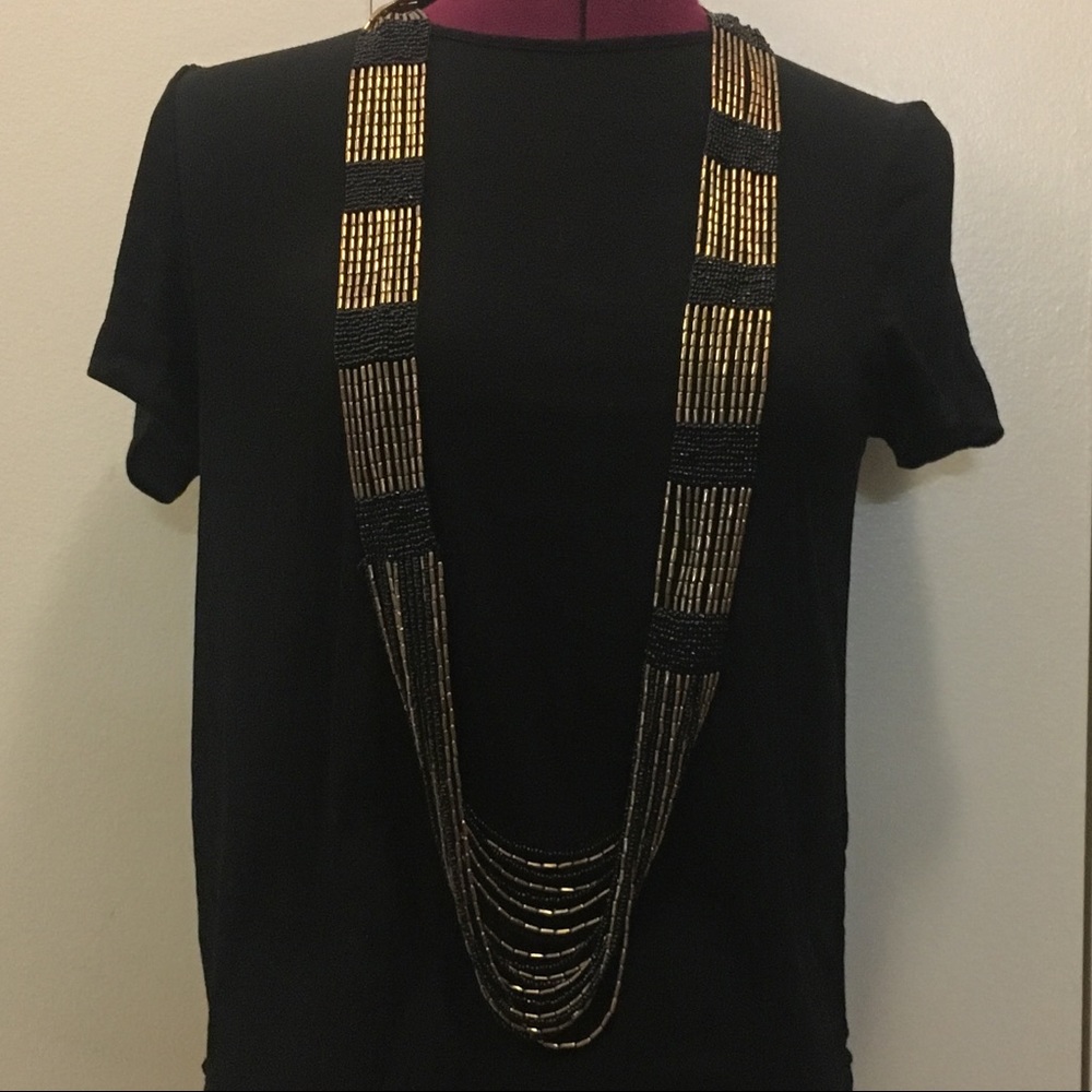 Black and Gold Beaded Necklace